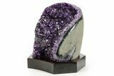 Deep Purple Amethyst Geode With Wood Base - Uruguay #368340-2